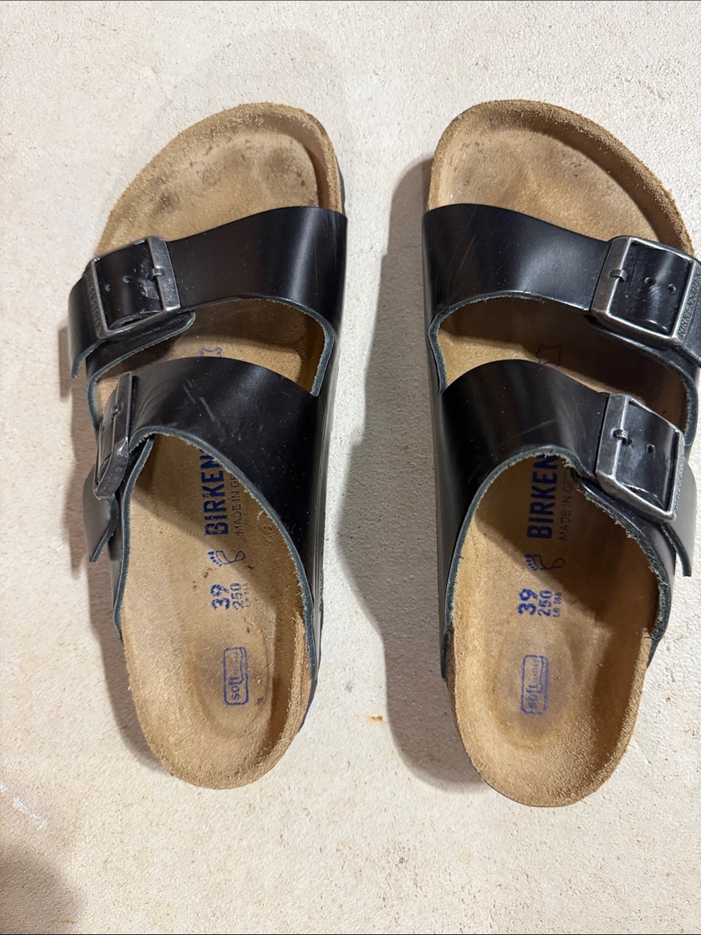 Birkenstock Black Two-Strap Buckle Sandals